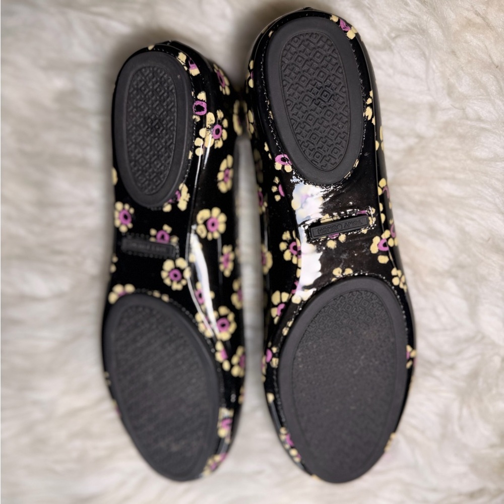 Tory Burch Black and Pink Floral Flats - Picture 5 of 5